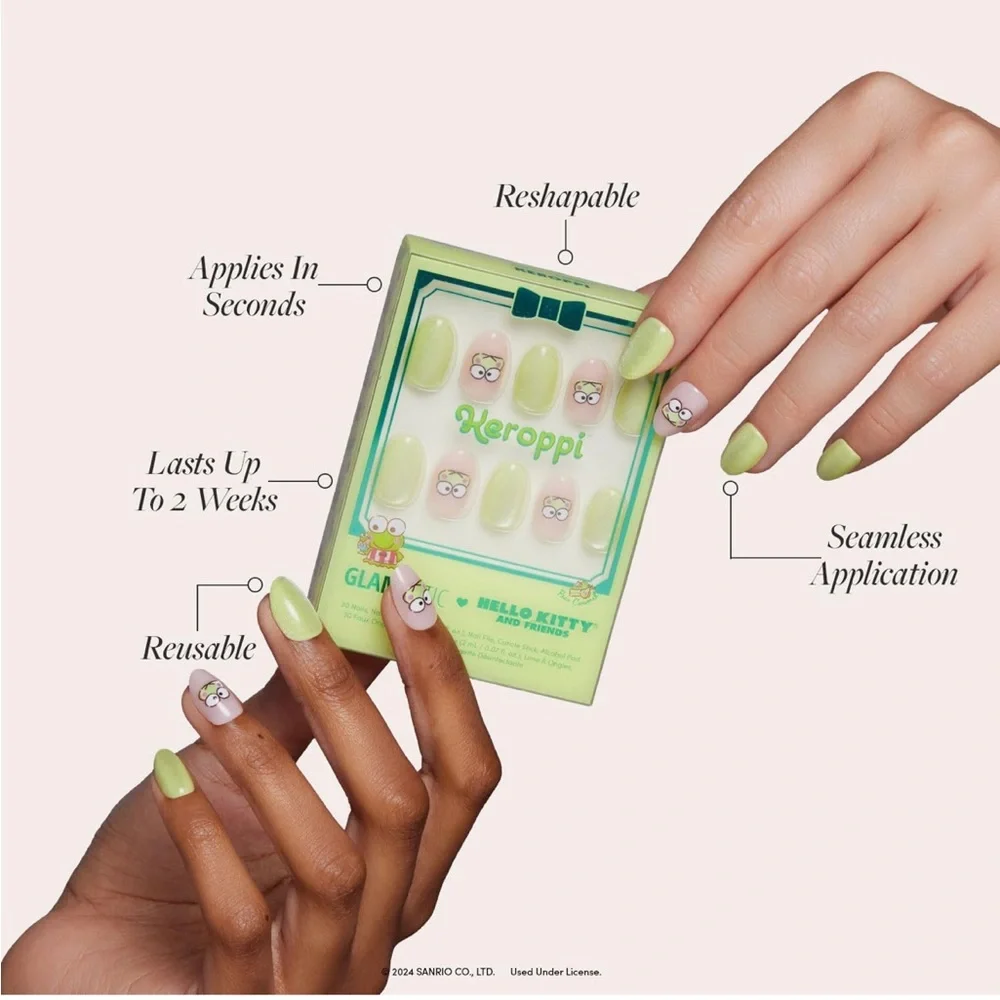 Glamnetic x Hello Kitty & Friends Keroppi Short Almond Press On Nails